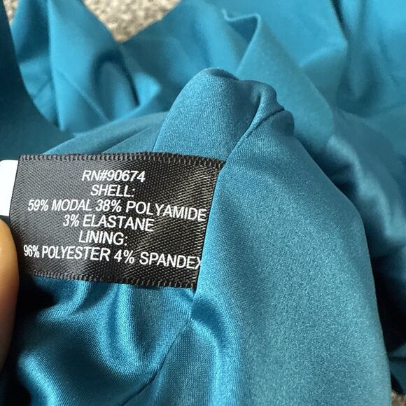 Boston Proper Modern Double Breasted Blazer Size 4 Teal Blue Gold Buttons New - Picture 5 of 9